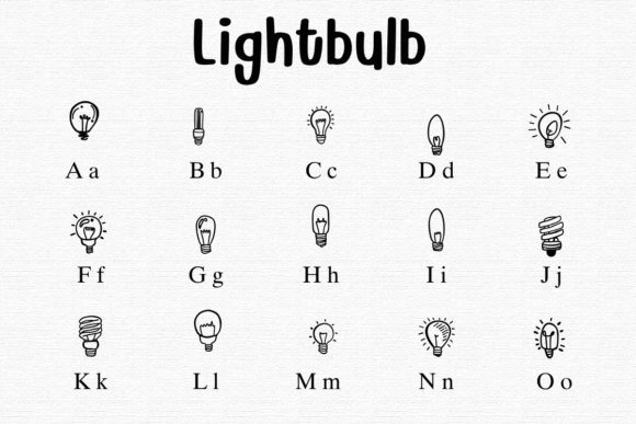 Lightbulb Font PNG with transparent background - Preview 1