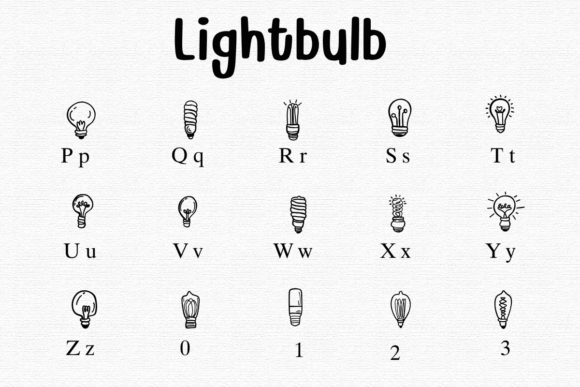 Lightbulb Font PNG with transparent background - Preview 2