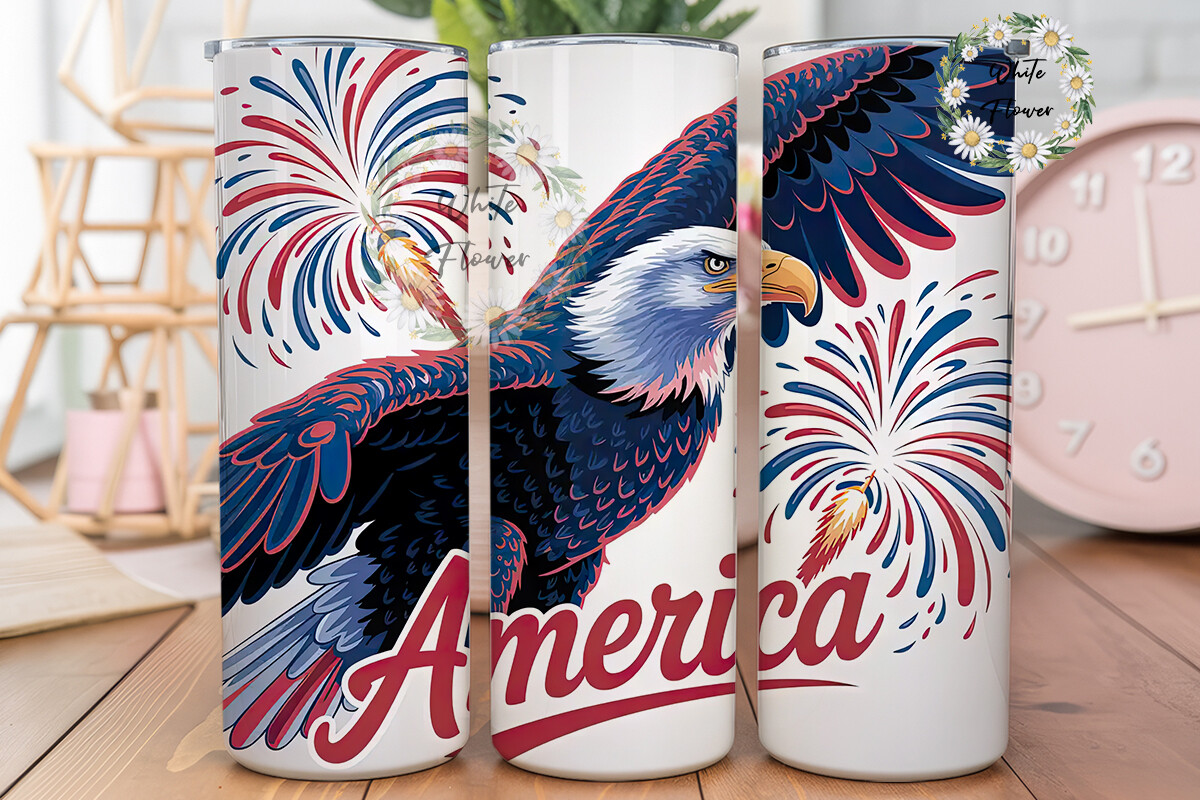 Patriotic Eagle 20oz Tumbler Wrap Graphic by WhiteFlower · Creative Fabrica