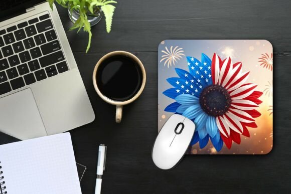 Patriotic Sunflower Mouse Pad Png