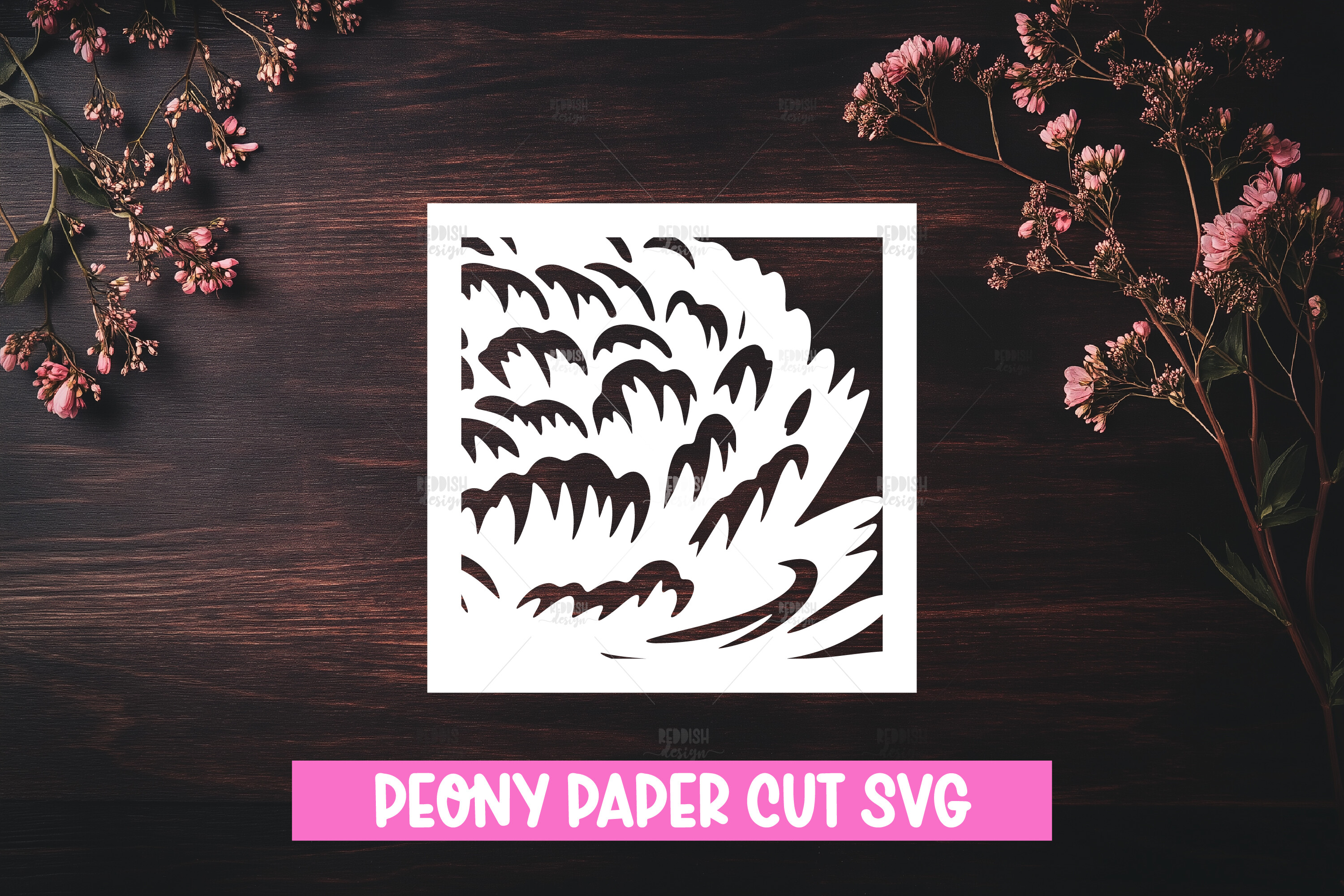 Peony Flower Paper Cut SVG Graphic by reddish · Creative Fabrica