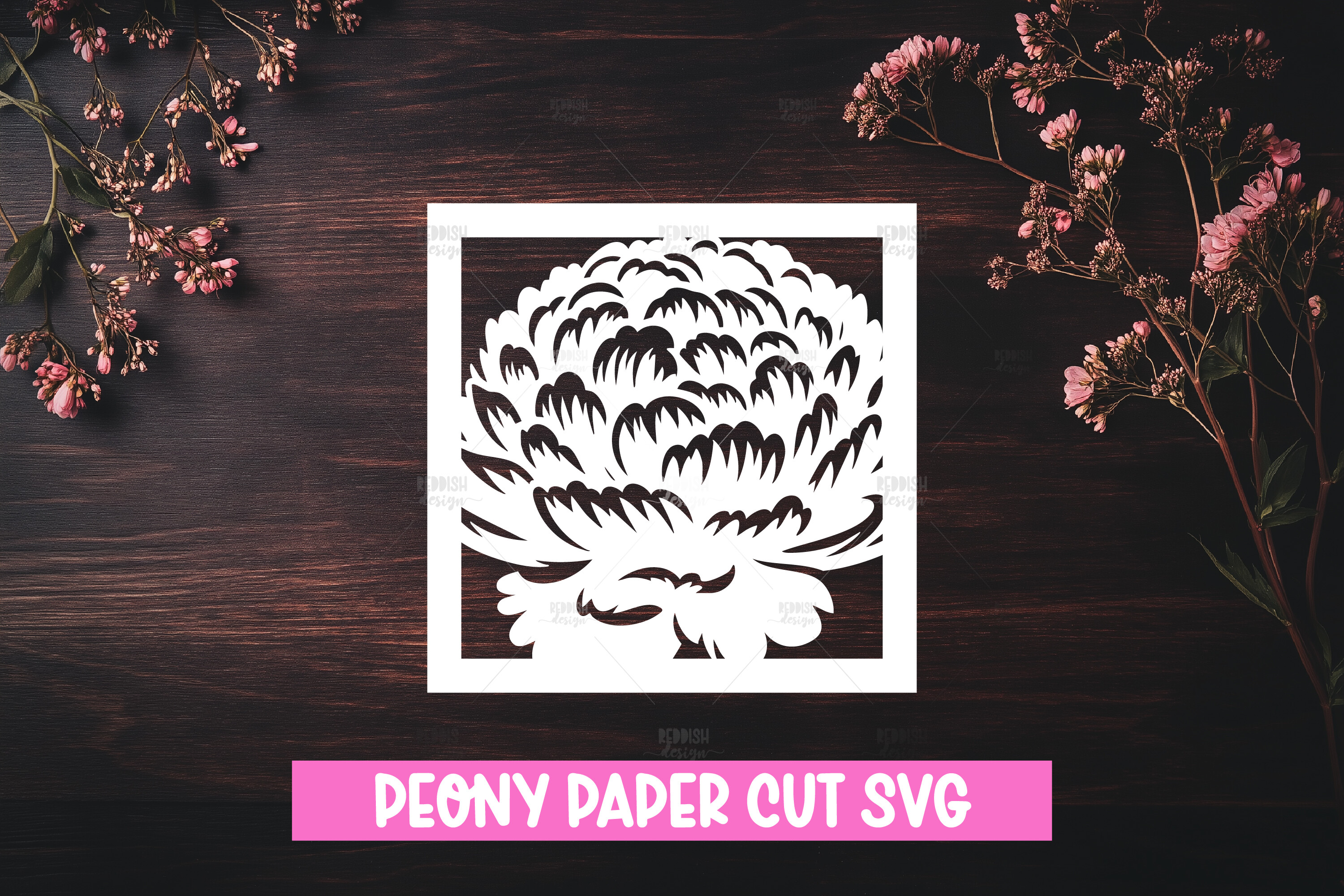 Peony Flower Paper Cut SVG Graphic by reddish · Creative Fabrica