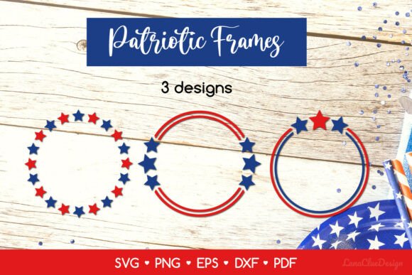 Round Patriotic USA Frames SVG Cut Files