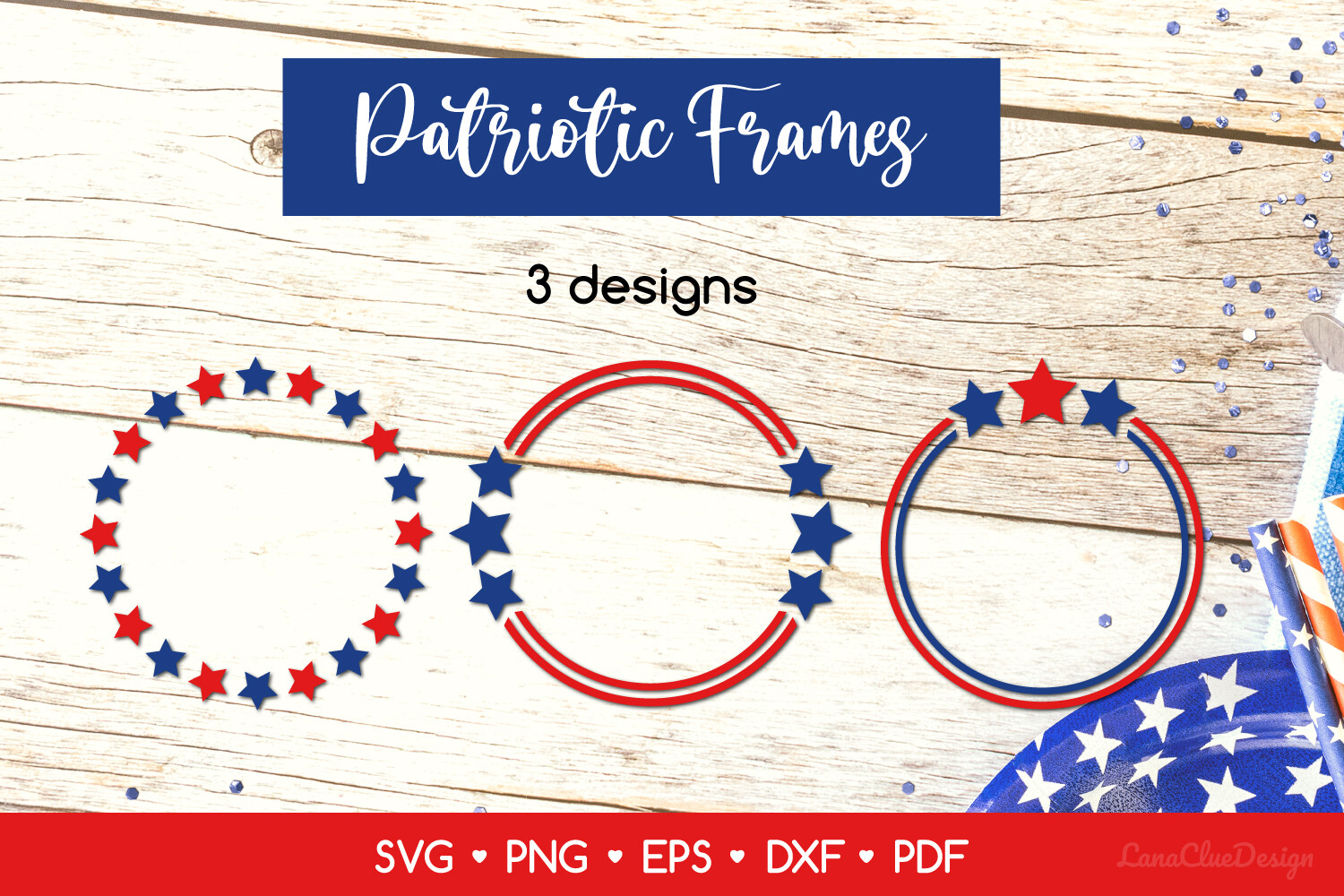 Round Patriotic USA Frames SVG Cut Files