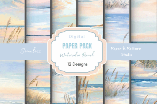 Watercolor Beach Seamless Digital Paper Graphic by Paper & Pattern ...
