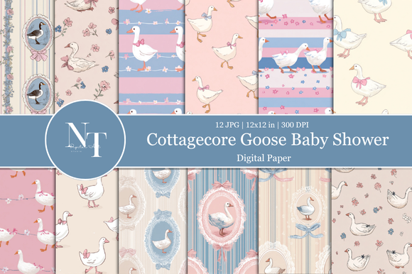 Cottagecore Goose Baby Shower Digital