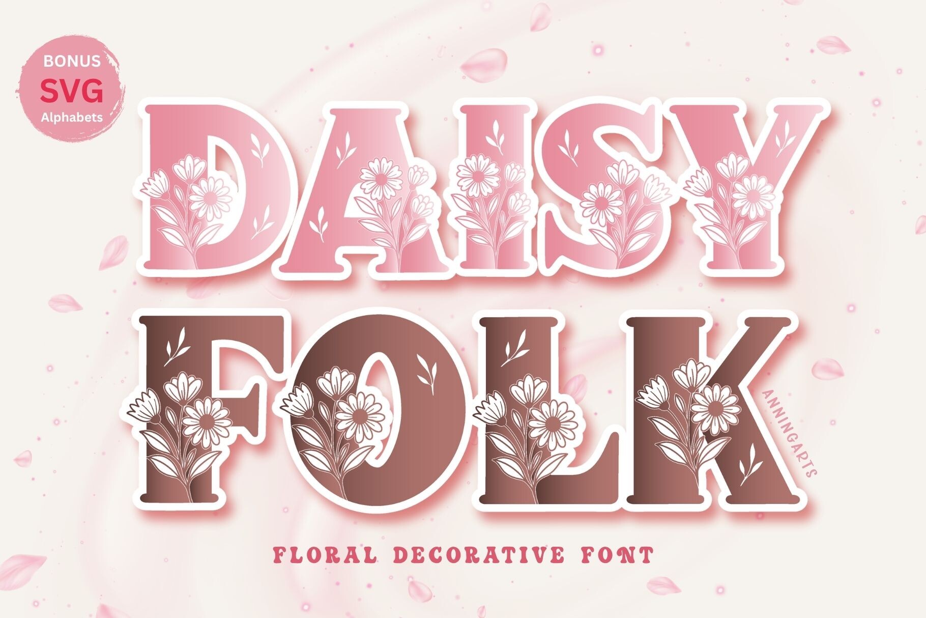 Daisyfolk font preview in a floral display style
