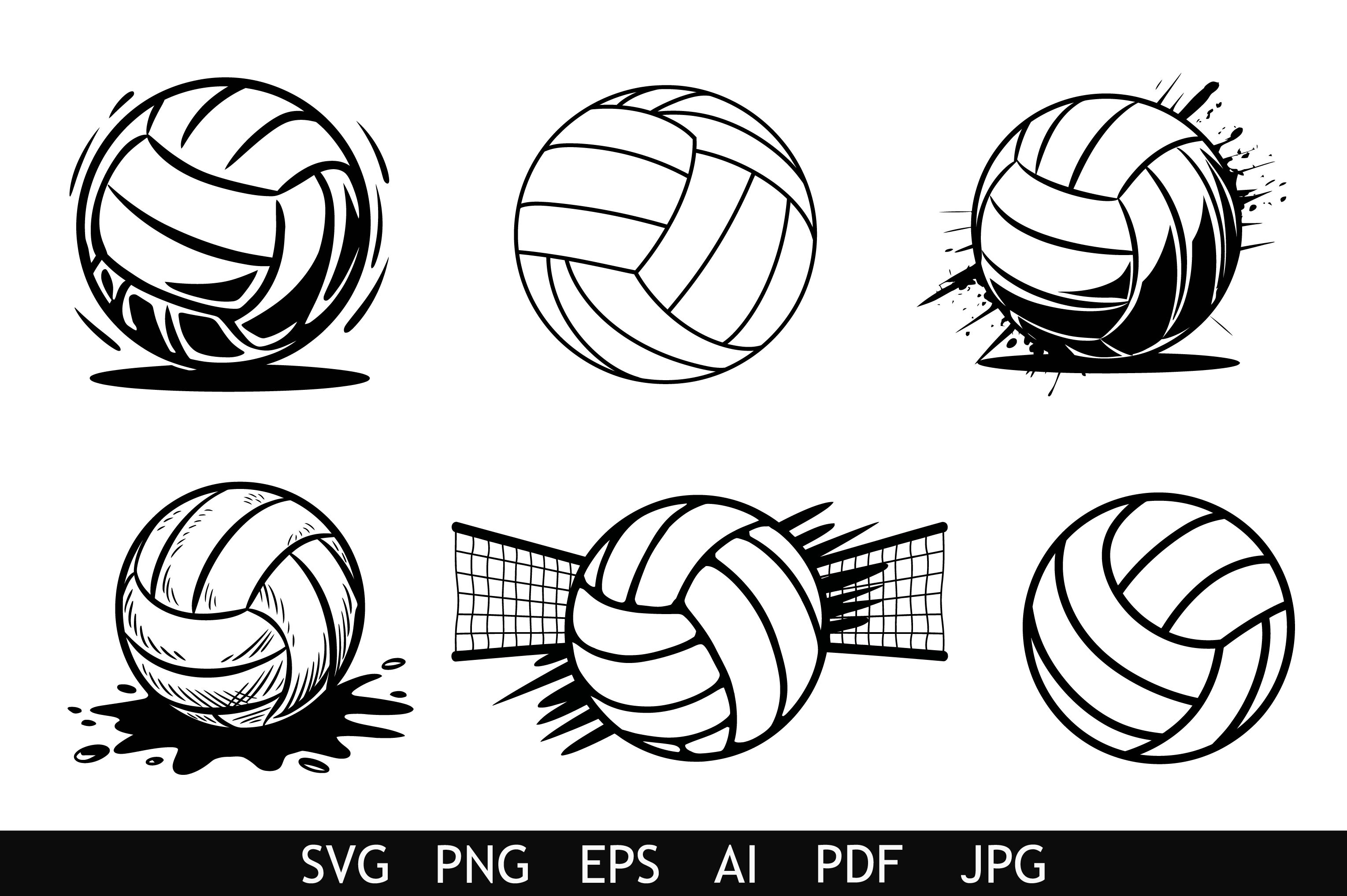 Dynamic Volleyball Clipart Design Set