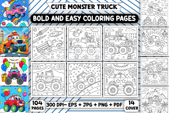 Easy- Cute Monster Truck Coloring Pages