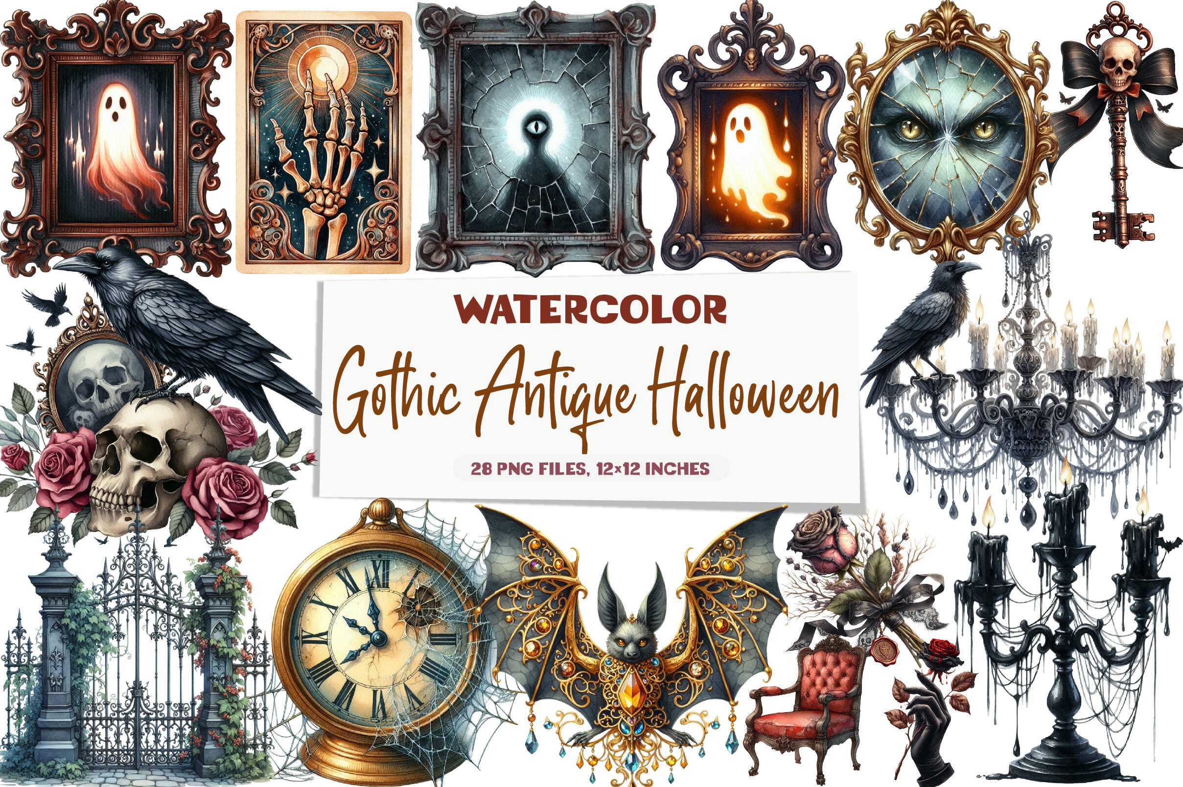 Gothic Antique Halloween Clipart Graphic by DreamArtGraphic · Creative ...