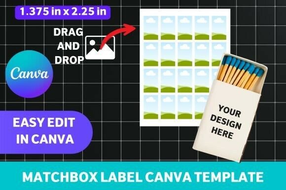 Matchbox Label Canva Template