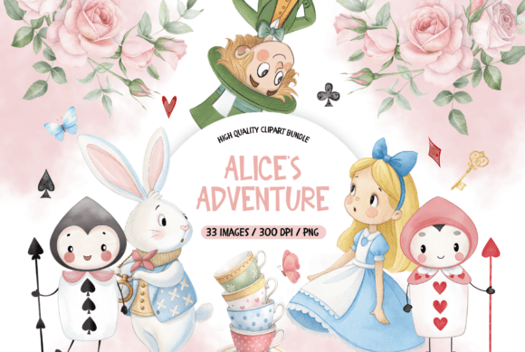 Pastel Cute Alice in Wonderland Clipart