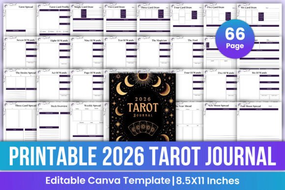 Printable 2026 Tarot Journal Canva Kdp