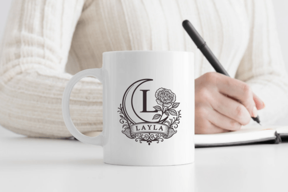 Rose and Moon Font PNG with transparent background - Preview 1