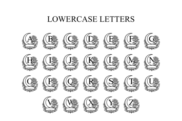 Rose and Moon Font PNG with transparent background - Preview 5