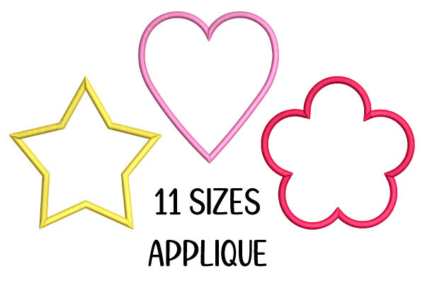 Star Heart Flower Satin Stitch Appliqué