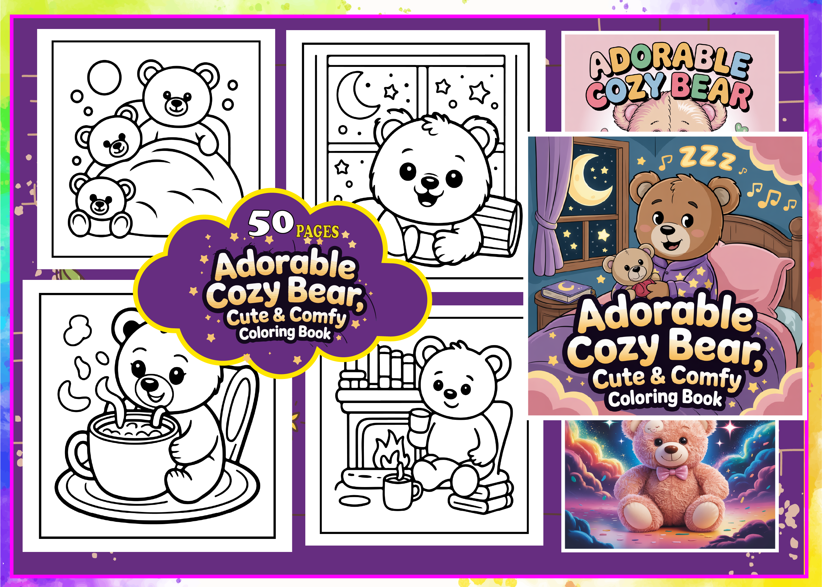 Adorable Cozy Bear Cute & Comfy Coloring