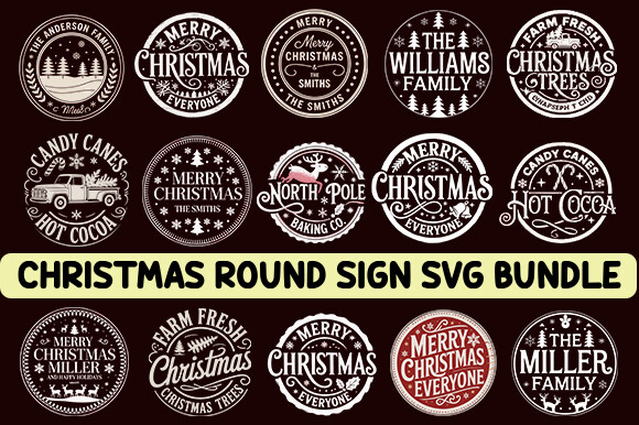 Christmas Round Sign Svg Bundle. Graphic by SVG Zone · Creative Fabrica