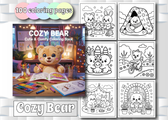 Cozy Bear Cute & Comfy Coloring Book