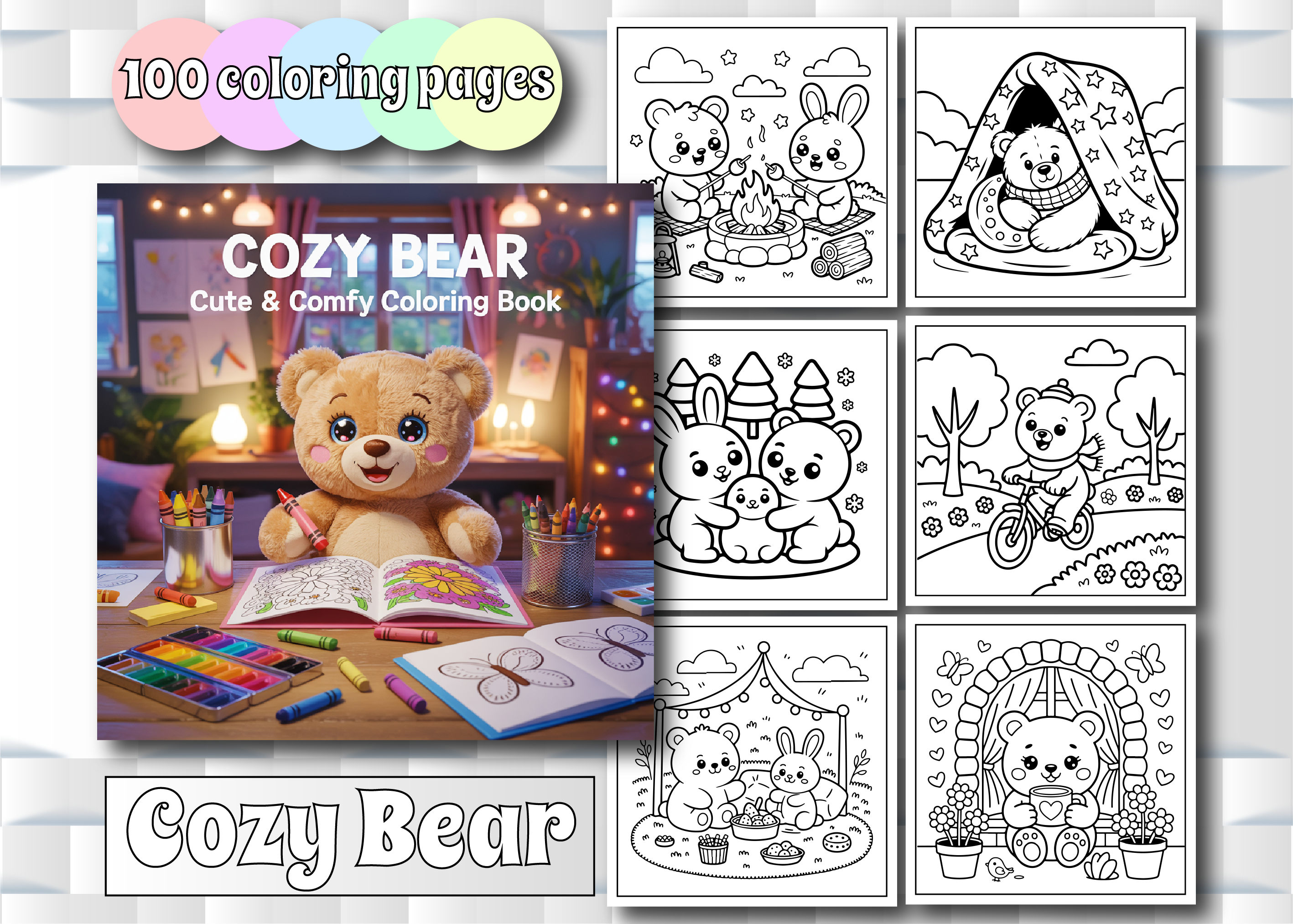 Cozy Bear Cute & Comfy Coloring Book