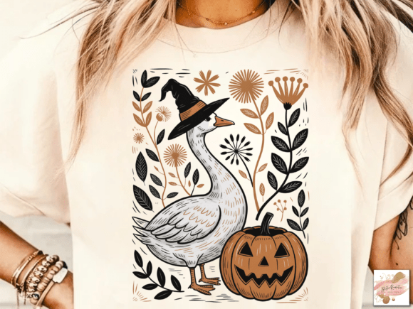 Floral Halloween Silly Goose Fall Png