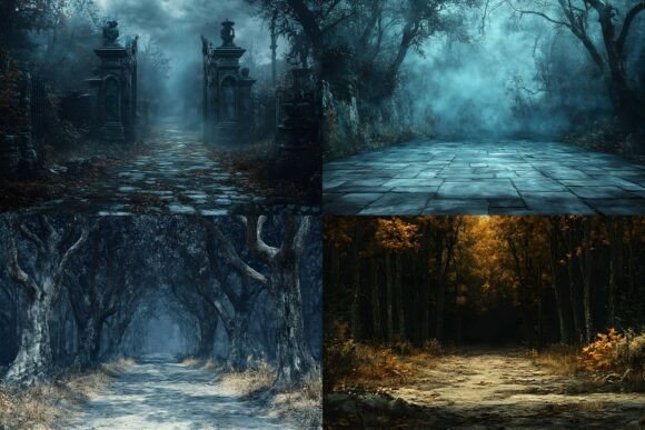 Halloween Creepy Woodland Photo Backdrop