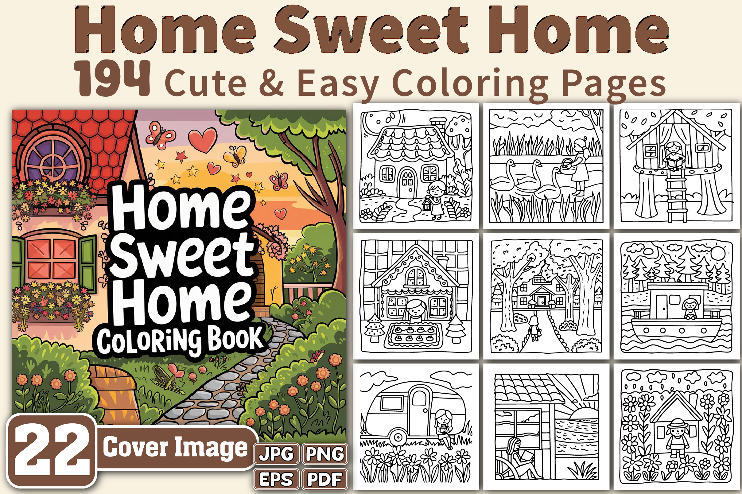 Home Sweet Home Cute Easy Coloring Pages