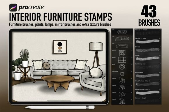 Procreate Interior Furniture Stamp Brush