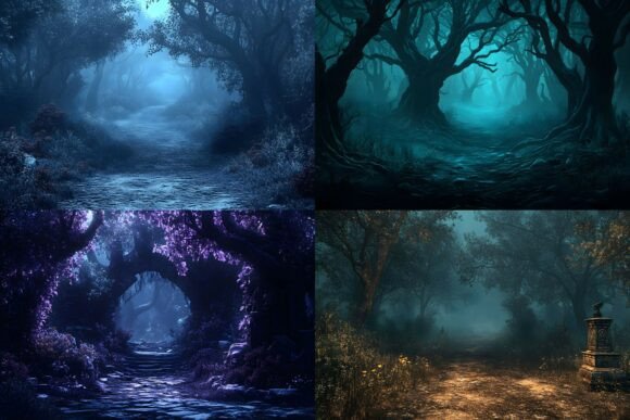 Preview of Spooky Forest Backdrop digital backdrop
