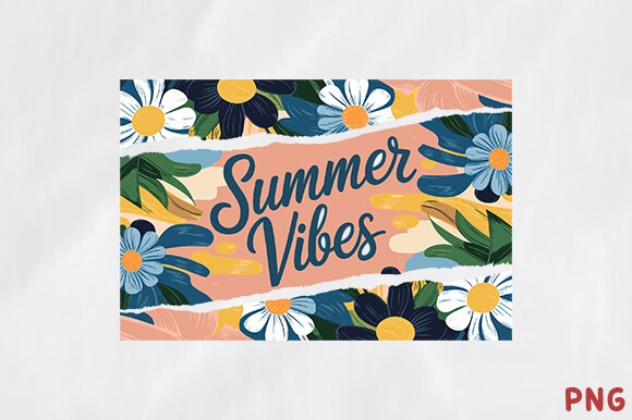 Summer Vibes Png, Preppy Floral Brushstr Graphic by SVG Zone · Creative ...
