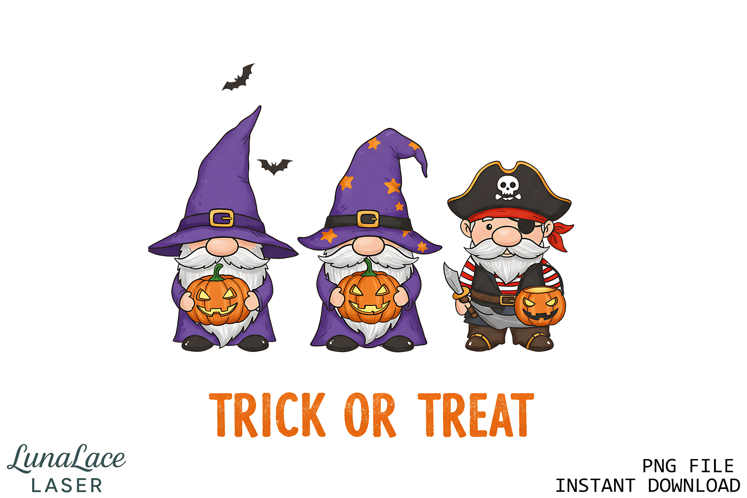 Trick or Treat Halloween Gnome PNG Graphic by lunalacelaserds ...