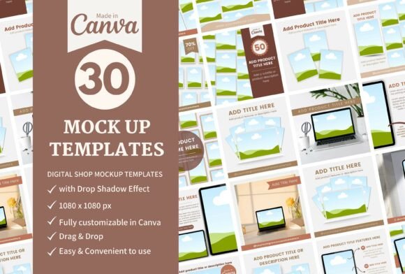 30 Instagram Mockups Editable in Canva