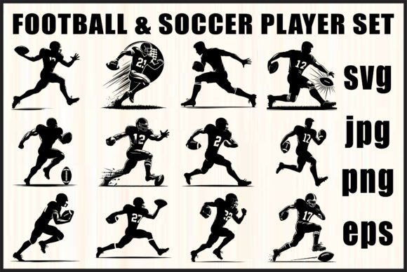 Preview of Black Football & Soccer SVG Bundle T-shirt, sticker, and sublimation design