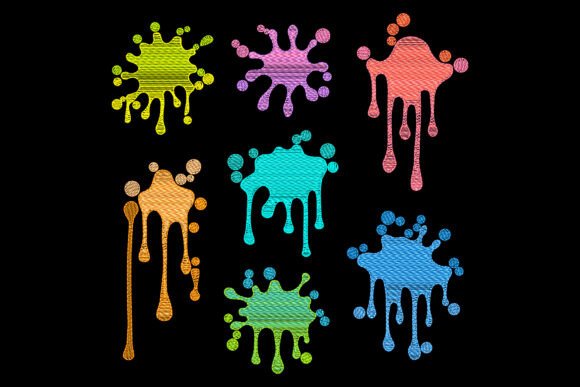Blots Embroidery Design Rainbow