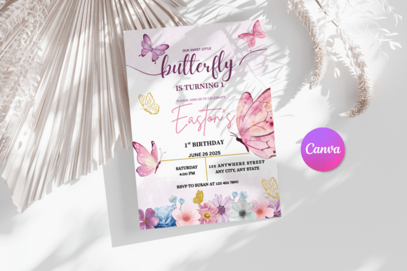 Editable Butterfly Invitation Canva