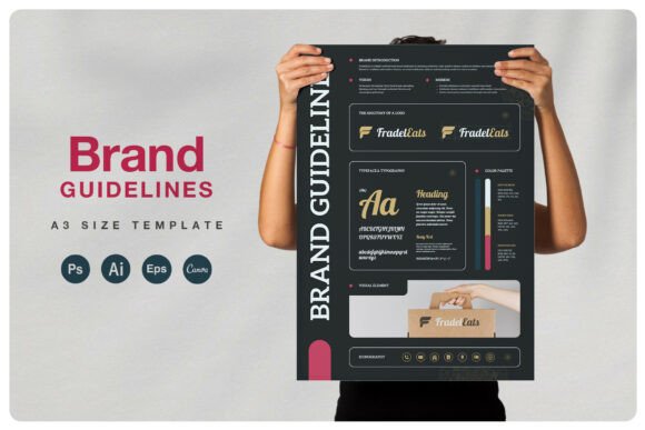 Modern brand guidelines poster with customizable color palette
