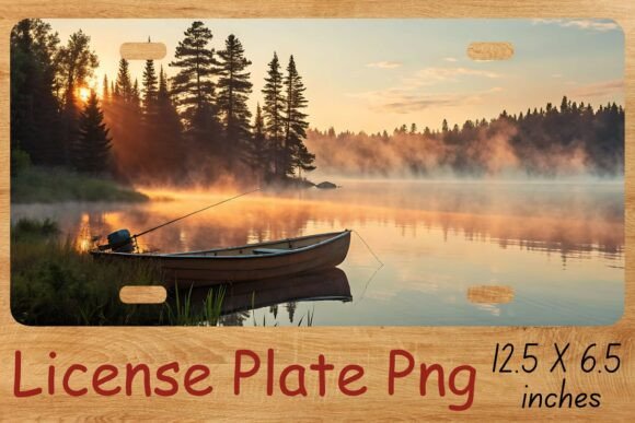 River Scene License Plate PNG Grafik Druckbare Illustrationen Von SVG24