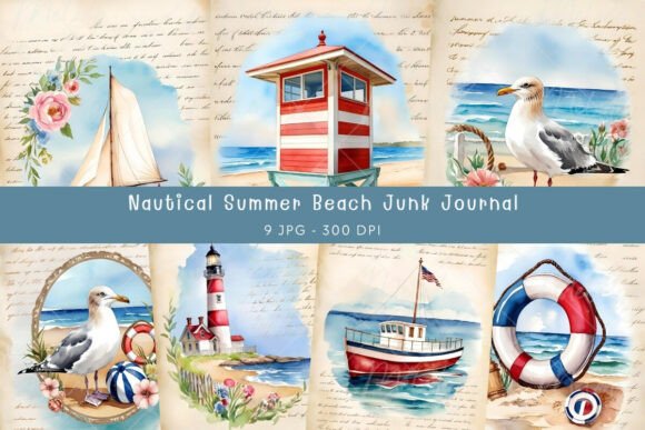 Vintage Nautical Summer Beach Journal