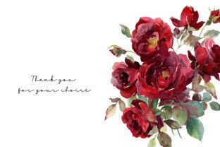 Red Roses Watercolor Clipart Set Graphic by Design shop · Creative Fabrica
