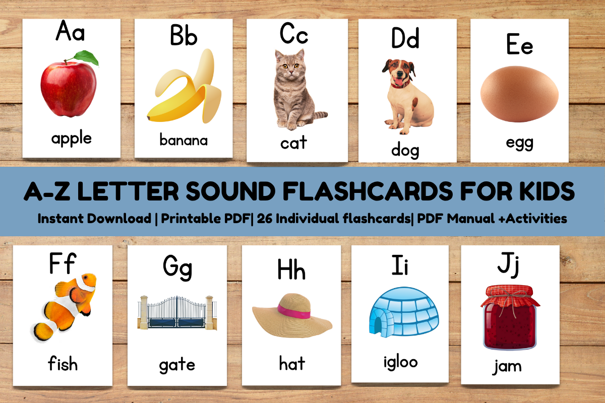 A-Z Letter Sounds Flashcards for Kids