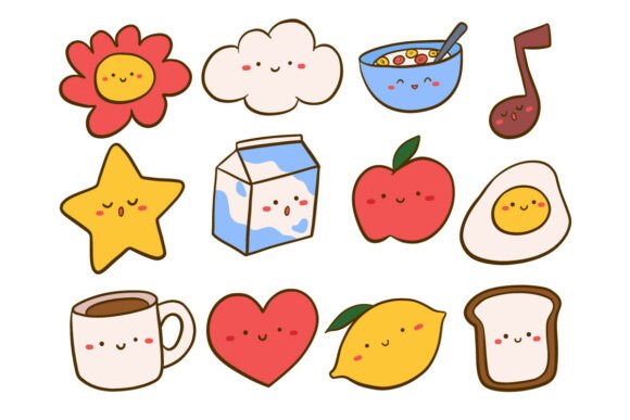 Adorable Kawaii Character Icon Set
