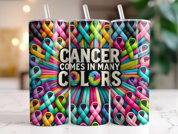 Cancer Awareness Ribbon Tumbler Wrap PNG