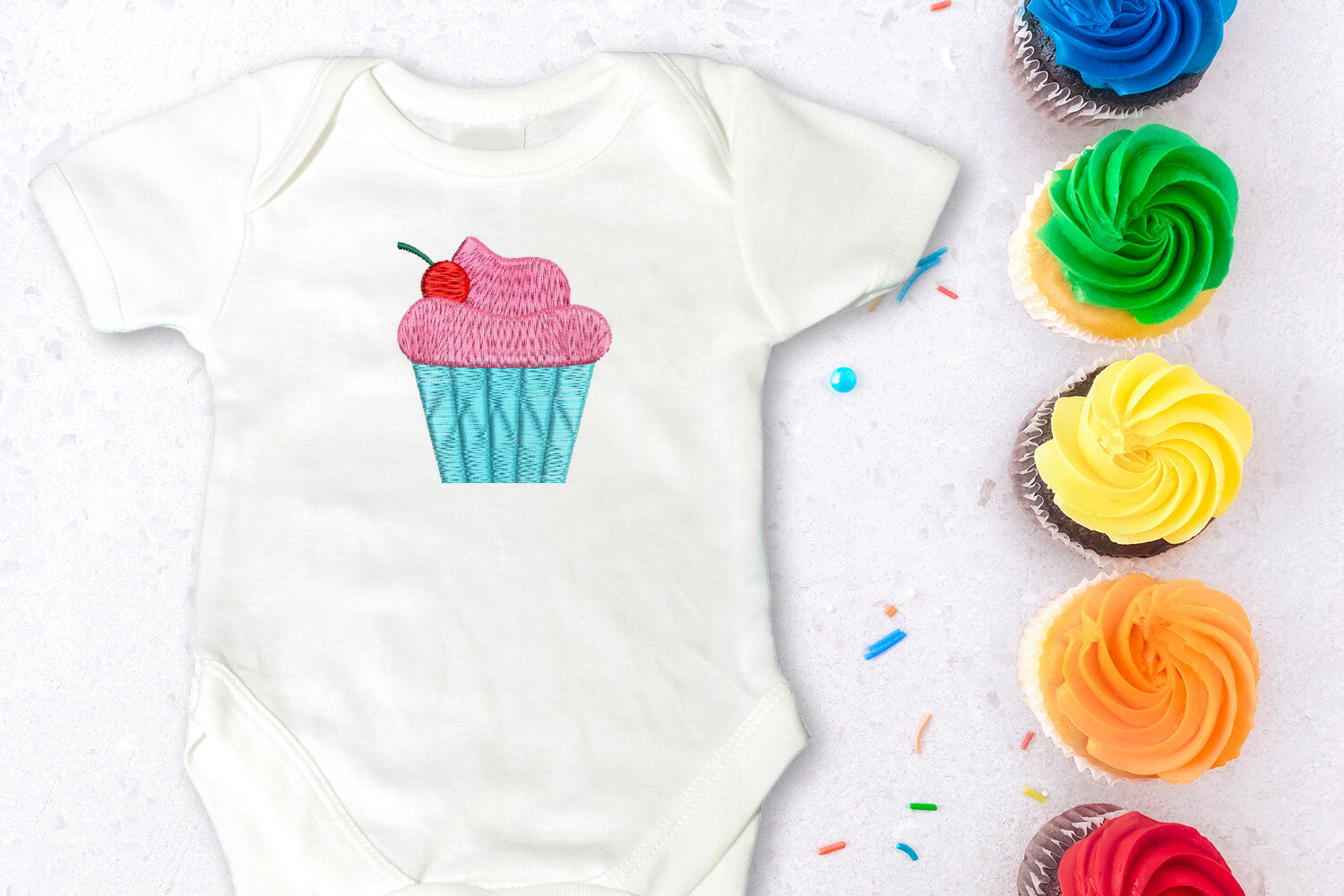 Cupcake with Cherry Mini Embroidery
