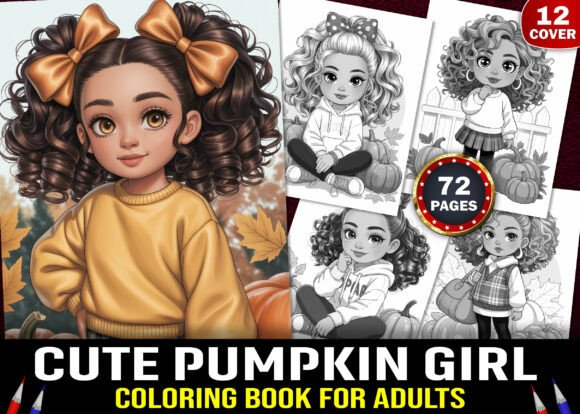 Cute Pumpkin Girl Coloring Pages Adults