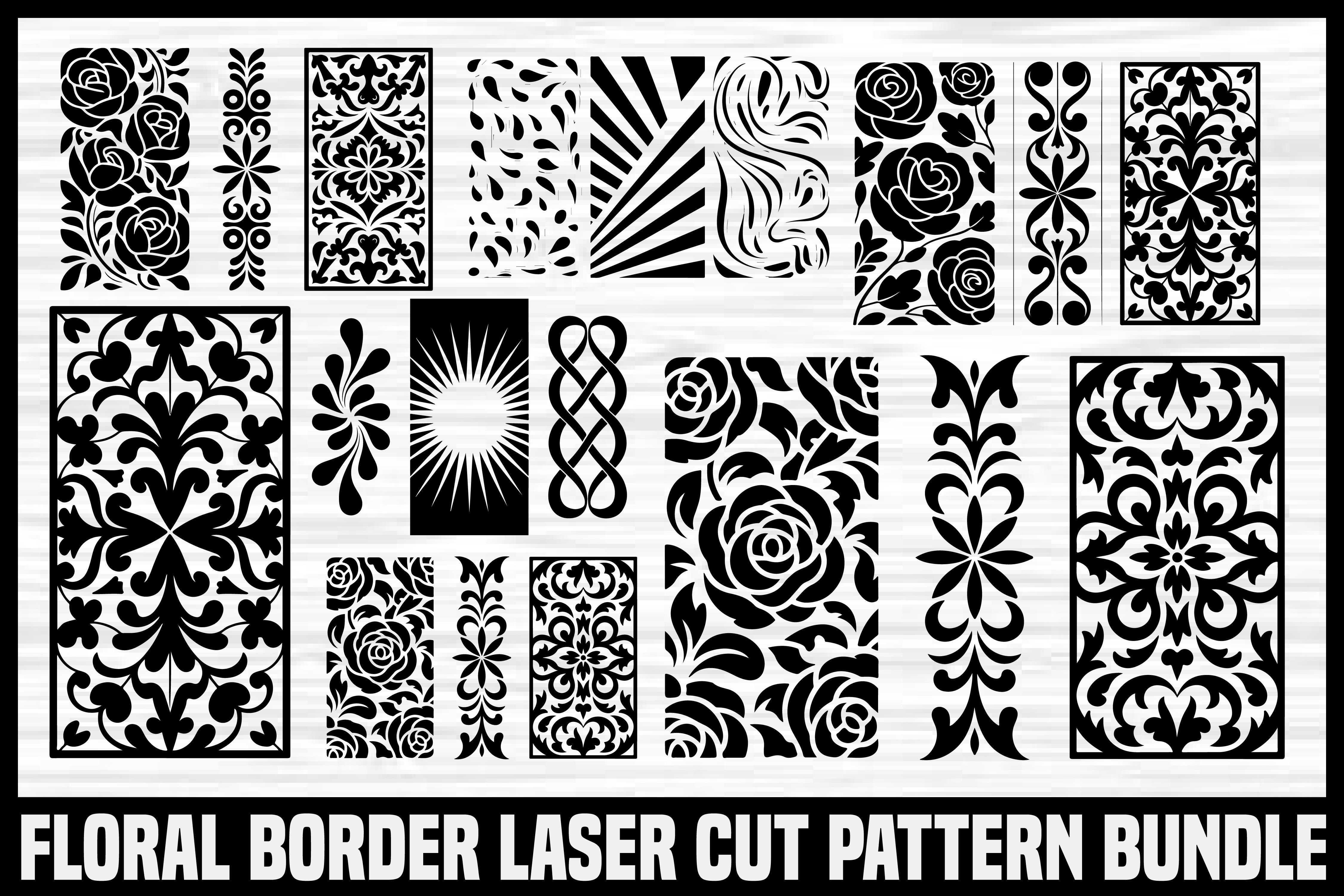 Floral Pattern Lesar-Cut Nail Art Stenci