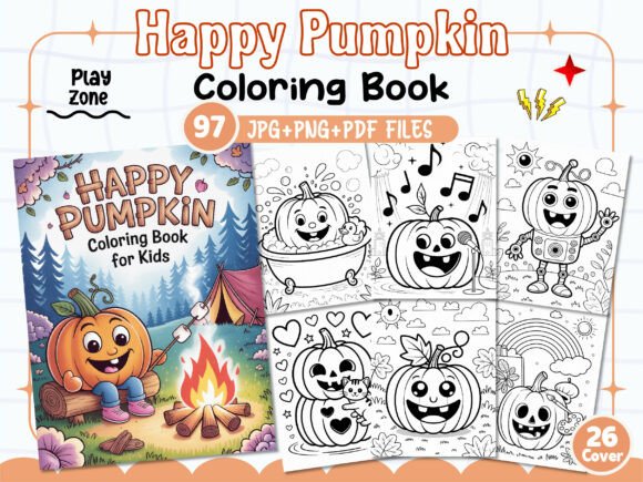 Happy Pumpkin Coloring Pages for kids