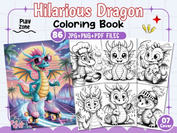 Preview of Hilarious Dragon Adult Coloring Pages adult coloring pages