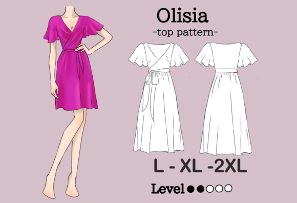 Midi Dress Linen Surplice L XL 2XL