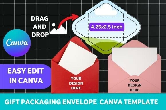 Mini gift envelope Canva template for small gifts and notes