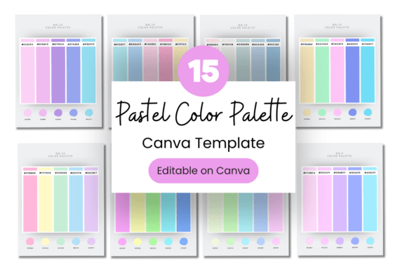 Pastel Canva color palette with hex codes for soft designs